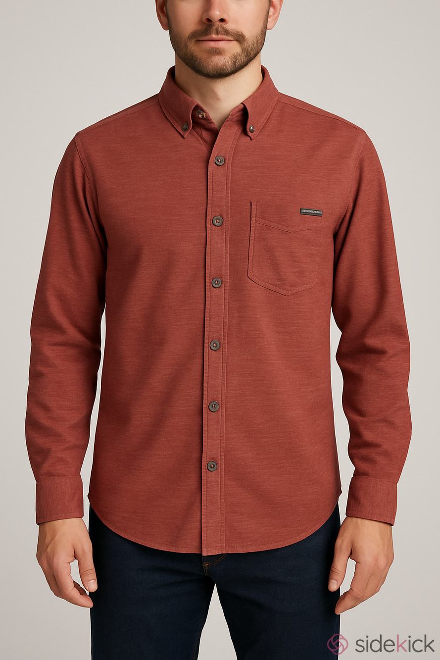 Eddie Bauer Long Sleeve Button Down Cotton Shirt Small Red
